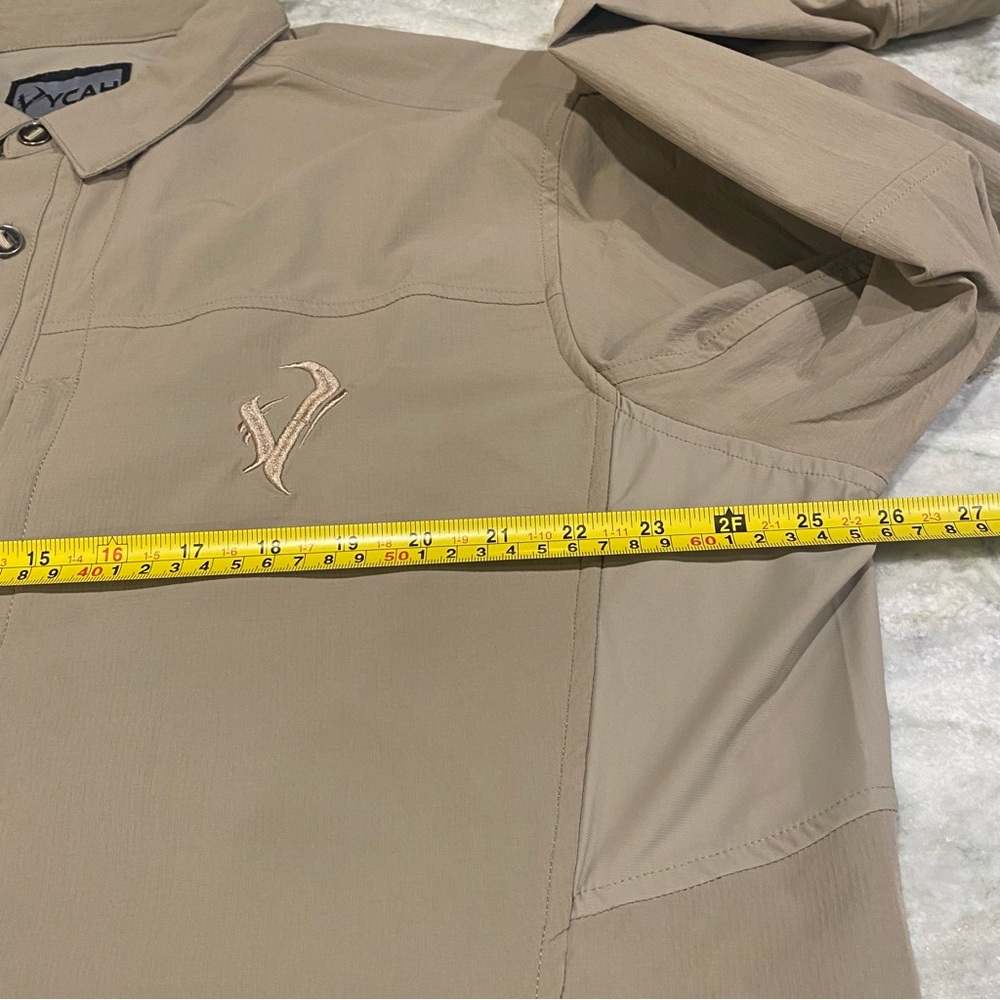 Vycah Men's XL Trophy Tee Hunting Shirt Khaki Nylon Spandex Vented - Picture 11 of 13